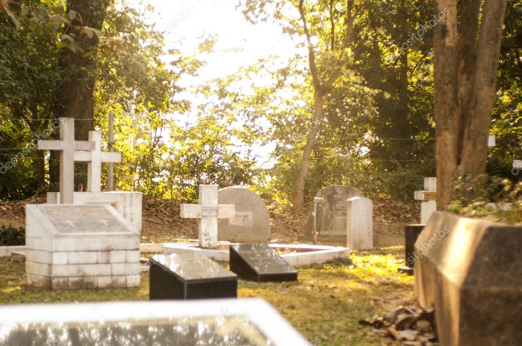 cemetery graveyard in the morning