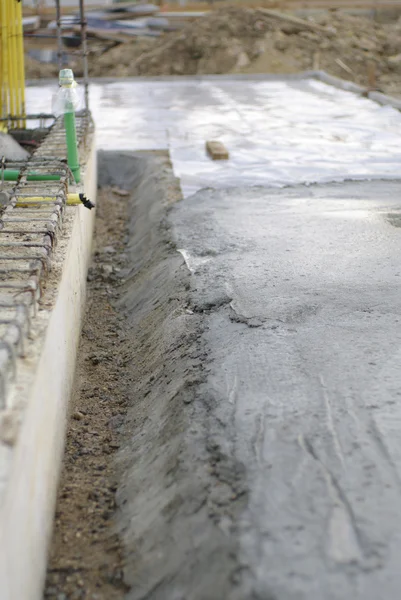 Wet concrete in construction process — Stock Photo, Image