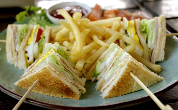 Club sandwich for breakfast — Stock Photo, Image
