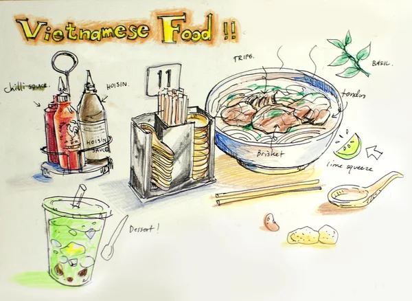 Ilustracja jedzenie-wietnamski — Zdjęcie stockowe