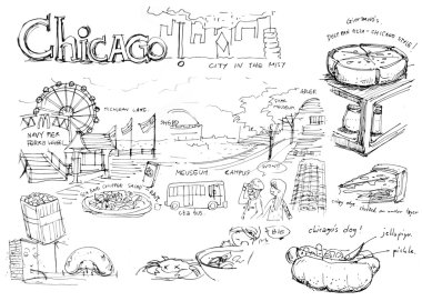Chicago konumlar ve ünlü şeyler illüstrasyon
