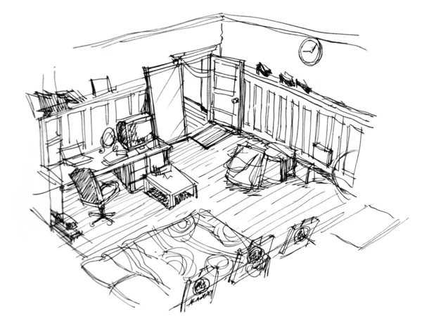 Interior apartment sketch — Stock Photo, Image