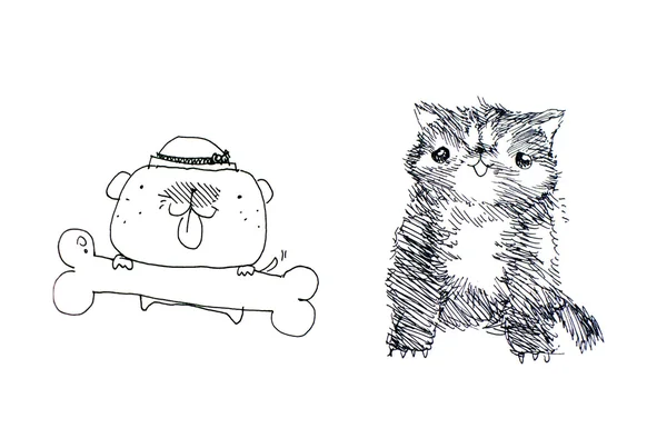 Illustration Chat et chien — Photo