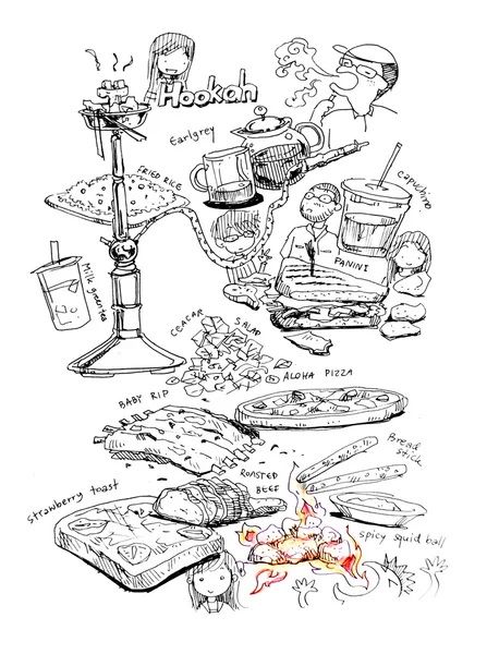 Ilustração de alimentos e bebidas — Fotografia de Stock