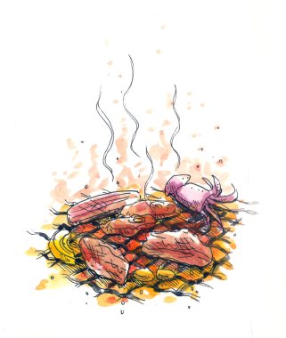 kömür Barbekü illüstrasyon