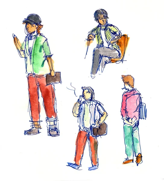 People in action sketch — Stock Photo, Image
