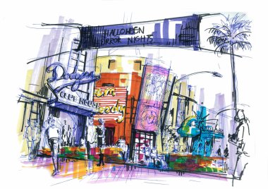 Universal studio city walk illüstrasyon