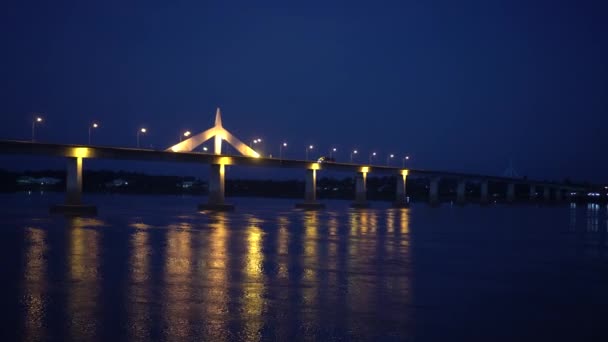 Thai Laos Ponte Embarque Sobre Rio Mekong Belo Refliection Vista — Vídeo de Stock