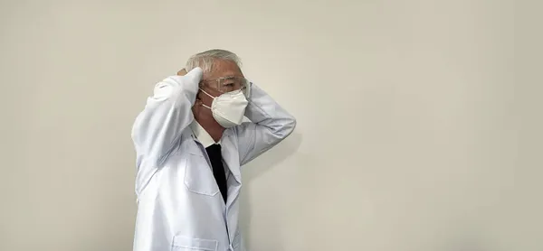 Asiatisk Läkare Sceintist Sjukvårdspersonal Ångest Och Depression Stress Från Pågående — Stockfoto