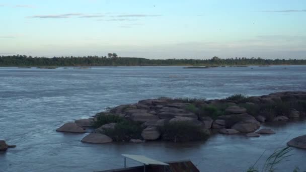 Rzeka Mekong Między Tajlandią Granicą Laosu Dwóch Państw — Wideo stockowe