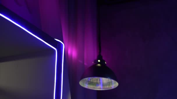 Neon Światło Pub Różowy Fioletowy Światło Lampa — Wideo stockowe
