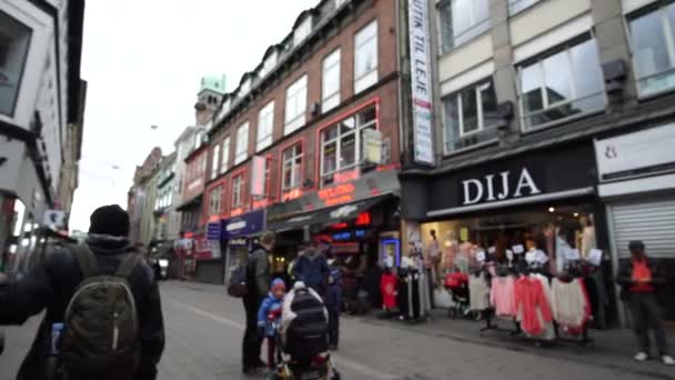 Copenhague Danemark Avril 2017 Stroeget Shopping Street Area Tourist Famous — Video