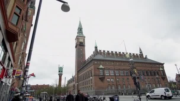 Copenhagen Denmark April 2017 Stroeget Shopping Street Area Tourist Famous — Stock Video