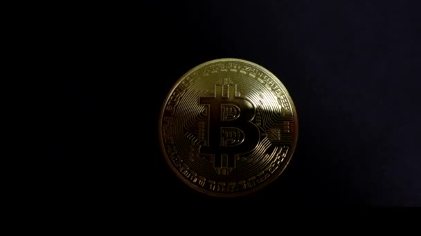 Moeda Criptomoeda Brilhante Moedas Ouro Bitcoin Assemelhar Aumento Investimento Mercado — Vídeo de Stock