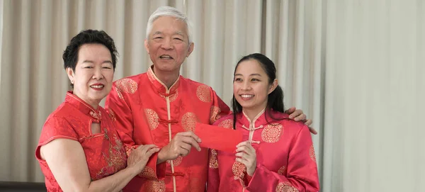 Reunião Família Asiática Comemorar Ano Novo Chinês Juntos Cultura Feliz — Fotografia de Stock