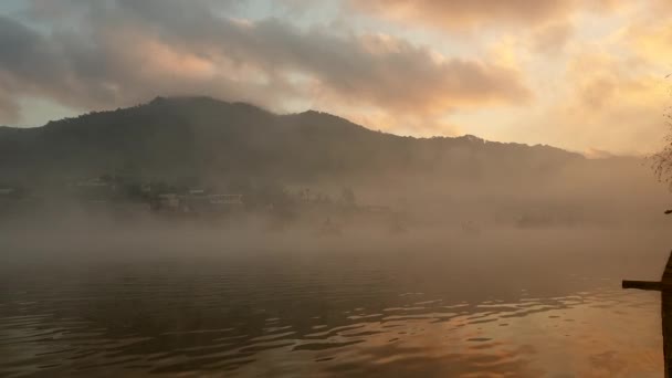 Mae Hong Son Thailand City Mist Beautiful Sunrise Moving Fog — Αρχείο Βίντεο