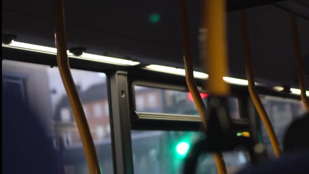 Belseje Autóbusz Tömegközlekedés Koppenhágában Dánia Elmosódott Esti Kilátás Arc Nélkül — Stock videók