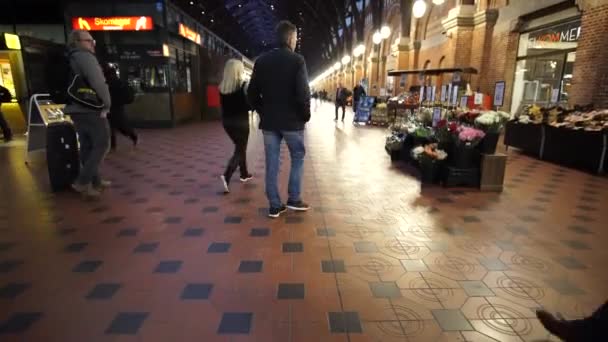 Kopenhagen Dänemark Apr 2017 Touristischer Knotenpunkt Des Hauptbahnhofs Europ — Stockvideo