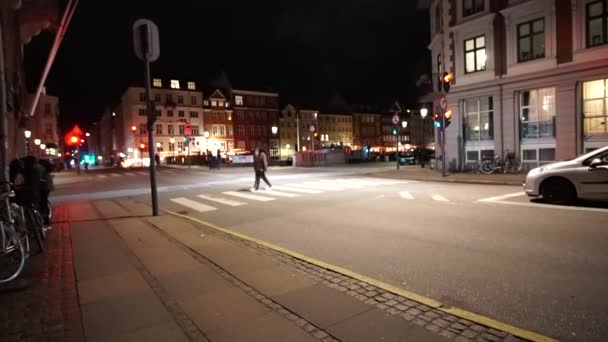 Koppenhága Dánia Ápr 2017 Nyhavn Látnivaló Architektúrák Csomópont Séta Területen — Stock videók