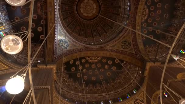 Moskén Muhammad Ali Interiör Isalamisk Vacker Arkitektur Kairo Egypten — Stockvideo