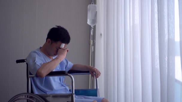 Jeune Homme Asiatique Travaillant Hôpital Mode Vie Malsain Travail Tout — Video