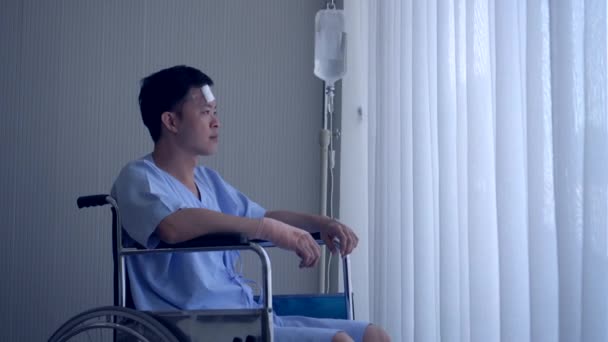 Jeune Homme Asiatique Travaillant Hôpital Mode Vie Malsain Travail Tout — Video