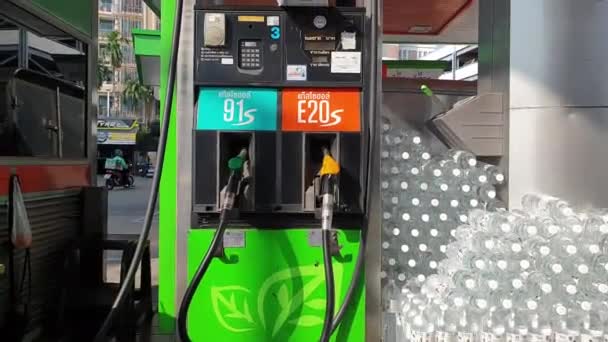 Bangkok Thajsko Únor 2022 Benzínová Pumpa E20 Benzínem Prodej — Stock video