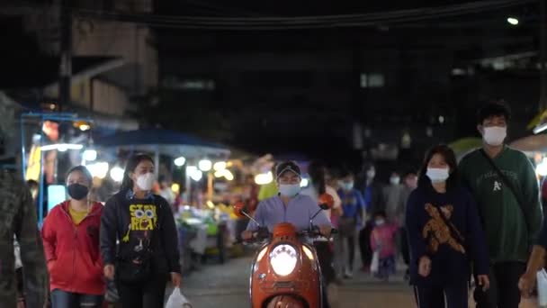 Mukdahan Thailand Nov 2021 Wandelen Nacht Markt Van Thailand Met — Stockvideo