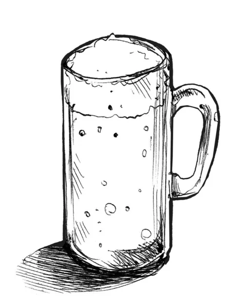 Drinkt Bier Pint Glas Schets Doodle Hand Tekening Illustratie — Stockfoto