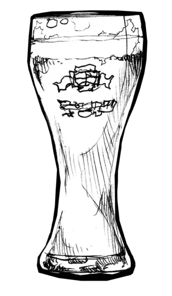 Пьет Пиво Бокалы Скетч Каракули Ручной Рисунок Иллюстрации — стоковое фото