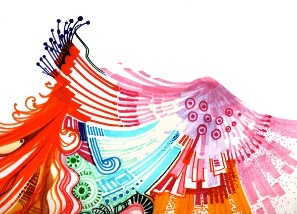 Abstrakcyjne Kolorowe Tło Artystyczne Markery Ręcznie Rysowane — Zdjęcie stockowe