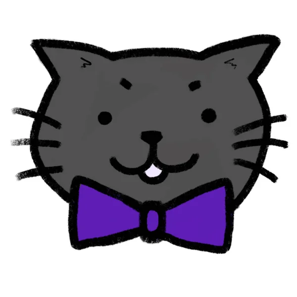 Cooles Kätzchen Süße Katze Gesicht Haed Mit Bogen Karikatur — Stockfoto