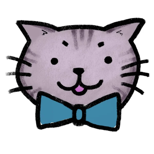 Cool Gatito Lindo Gato Cara Haed Con Arco Dibujos Animados —  Fotos de Stock