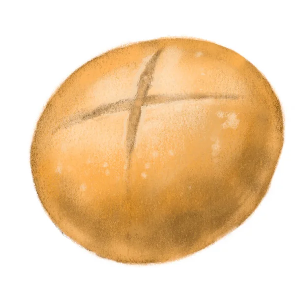 Čerstvé Pečené Žitný Chléb Houska Pekárna Ruční Kreslení Ilustrace — Stock fotografie