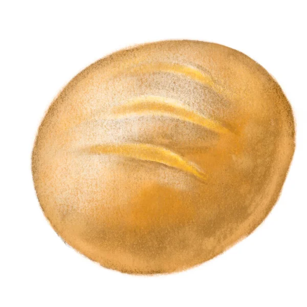 Čerstvé Pečené Žitný Chléb Houska Pekárna Ruční Kreslení Ilustrace — Stock fotografie