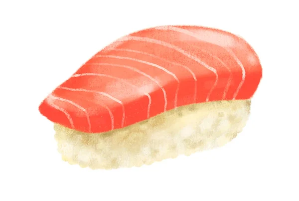 Mão Desenho Comida Japonesa Toro Azul Aleta Atum Sushi Nigiri — Fotografia de Stock