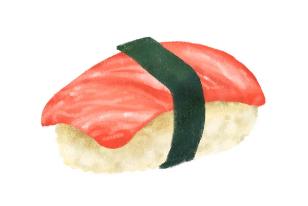 Hand Drawing Japanese Food Toro Tuna Sushi Nigiri — ストック写真