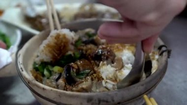 El yapımı yılan balığı, pişirilmiş pirinç Hong Kong Çin mutfağı. 