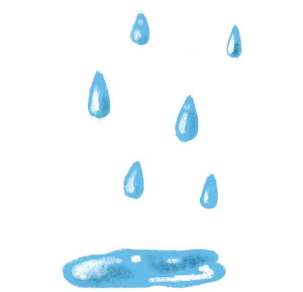 Rainy Temporada Chuva Gotas Água Ilustração Mão Desenho — Fotografia de Stock