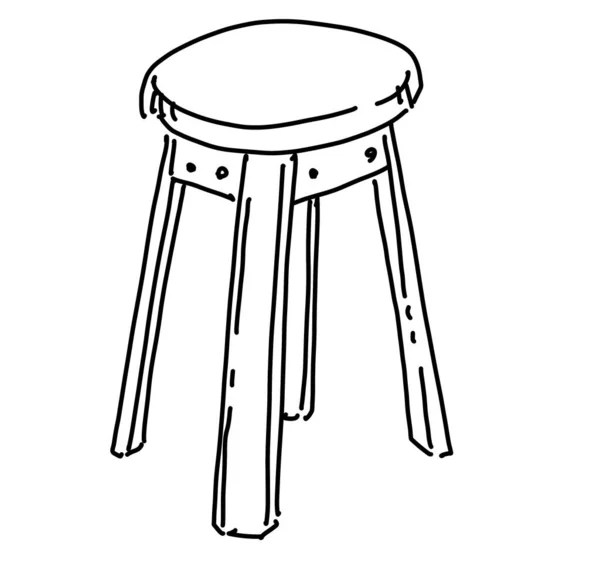 木制轮廓涂鸦素描家具椅子手绘插图 — 图库照片