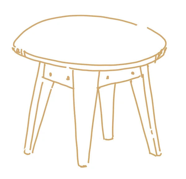 Table Interior Furniture Doodle Hand Sketch Line Illustration Drawing — ストック写真