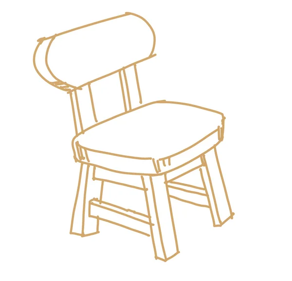 Wooden Outline Doodle Sketch Furniture Chair Hand Drawn Illustration — ストック写真