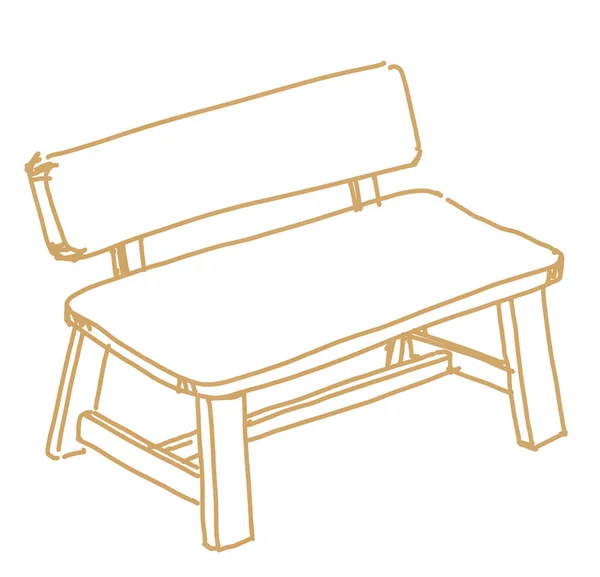 Wooden Outline Doodle Sketch Furniture Chair Hand Drawn Illustration — ストック写真