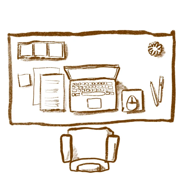 Interior Furniter Plan Top View Element Layout Doodle Drawing Sketch — ストック写真