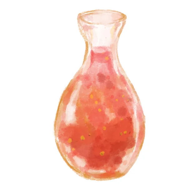 混合果汁高玻璃瓶健康自理饮水水彩画插图 — 图库照片