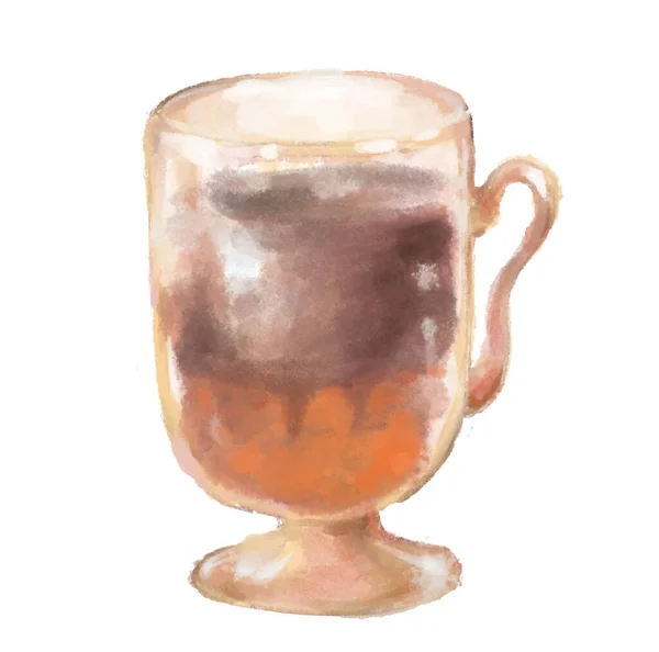 Chocolate Orange Mixed Refreshing Drink Glass Cup Watercolor Painting Illustration — Stock Photo, Image