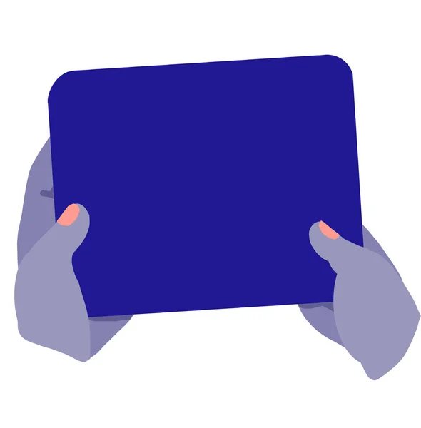 Hand Holding Tablet Illustartion Phone Action Gesture Drawing Icon — стоковое фото