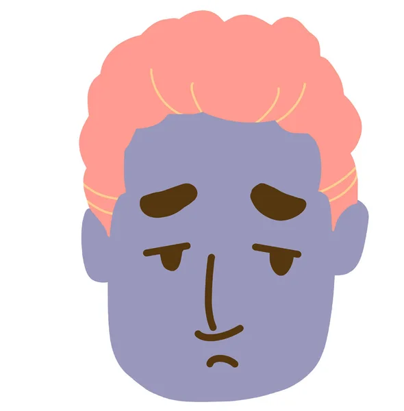 Sad Cry Tired Face Head Icon Nonbinary People Illustartion Hand — стоковое фото