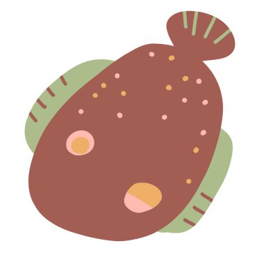 Okyanusun altında hayvan ve mercan boho organik el çizimi ikonu