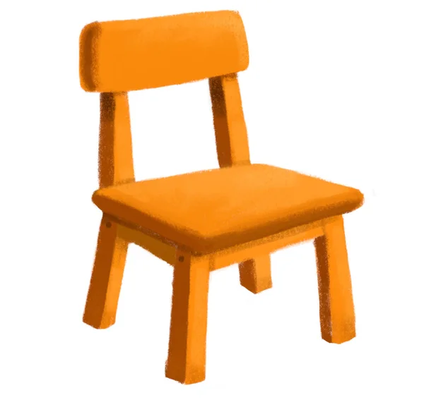 Wood Chair Stool Seating Furniture Hand Drawing Painting Style Illustration — Stok fotoğraf